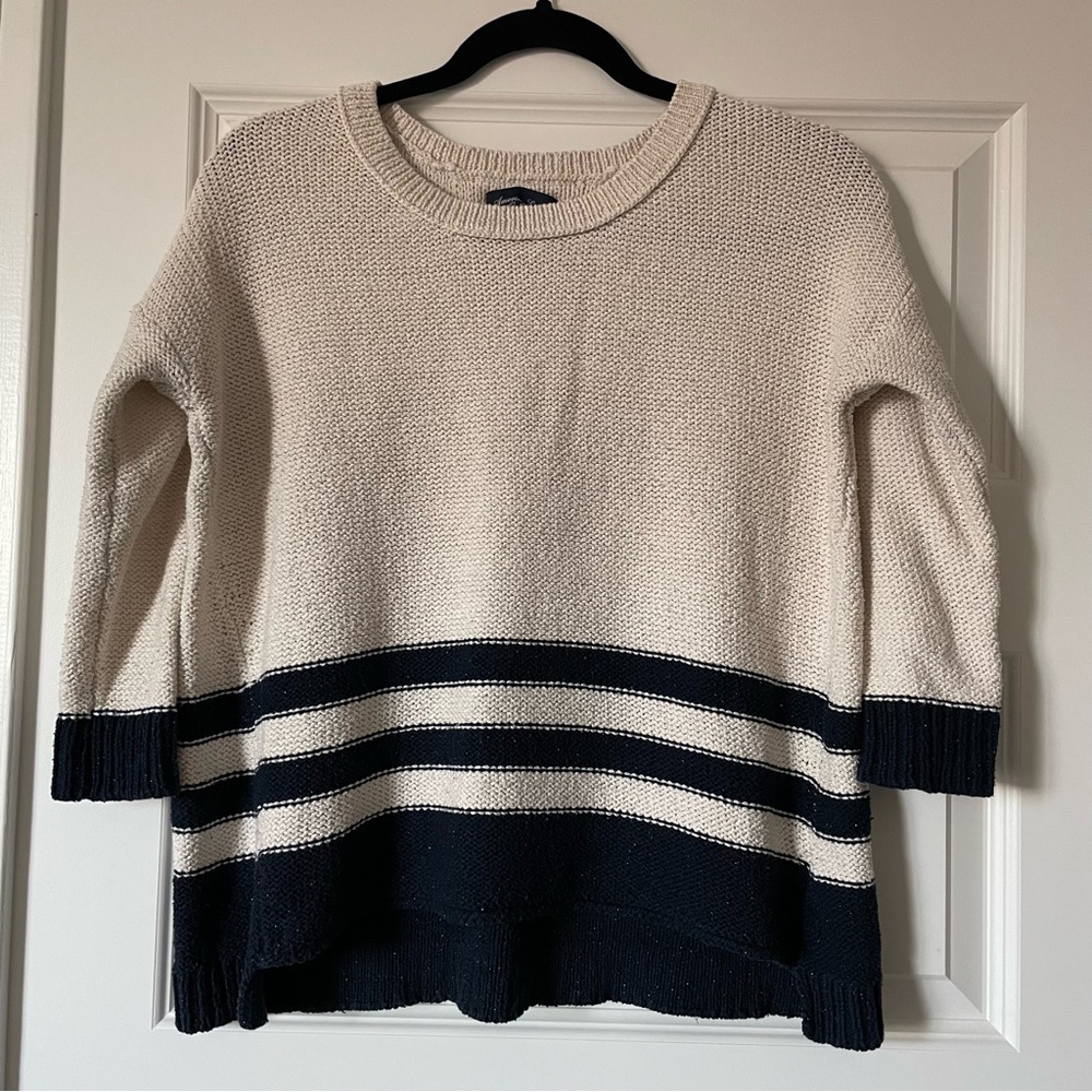 American Eagle Outfitters Cropped Striped Knit Shimmer Sweater Size Small
